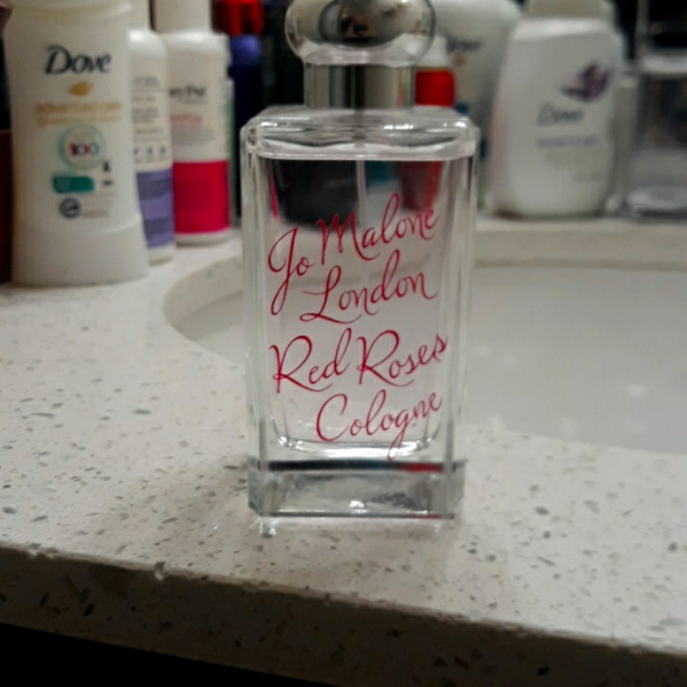 A bottle of jo malone London rose cologne